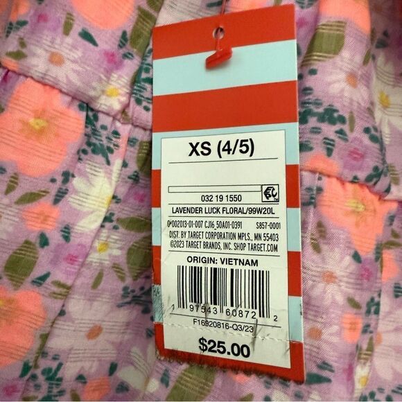 Cat & Jack Lavender Luck Multi Color Floral Tiered Dress Size XS 4/5 - Picture 4 of 8
